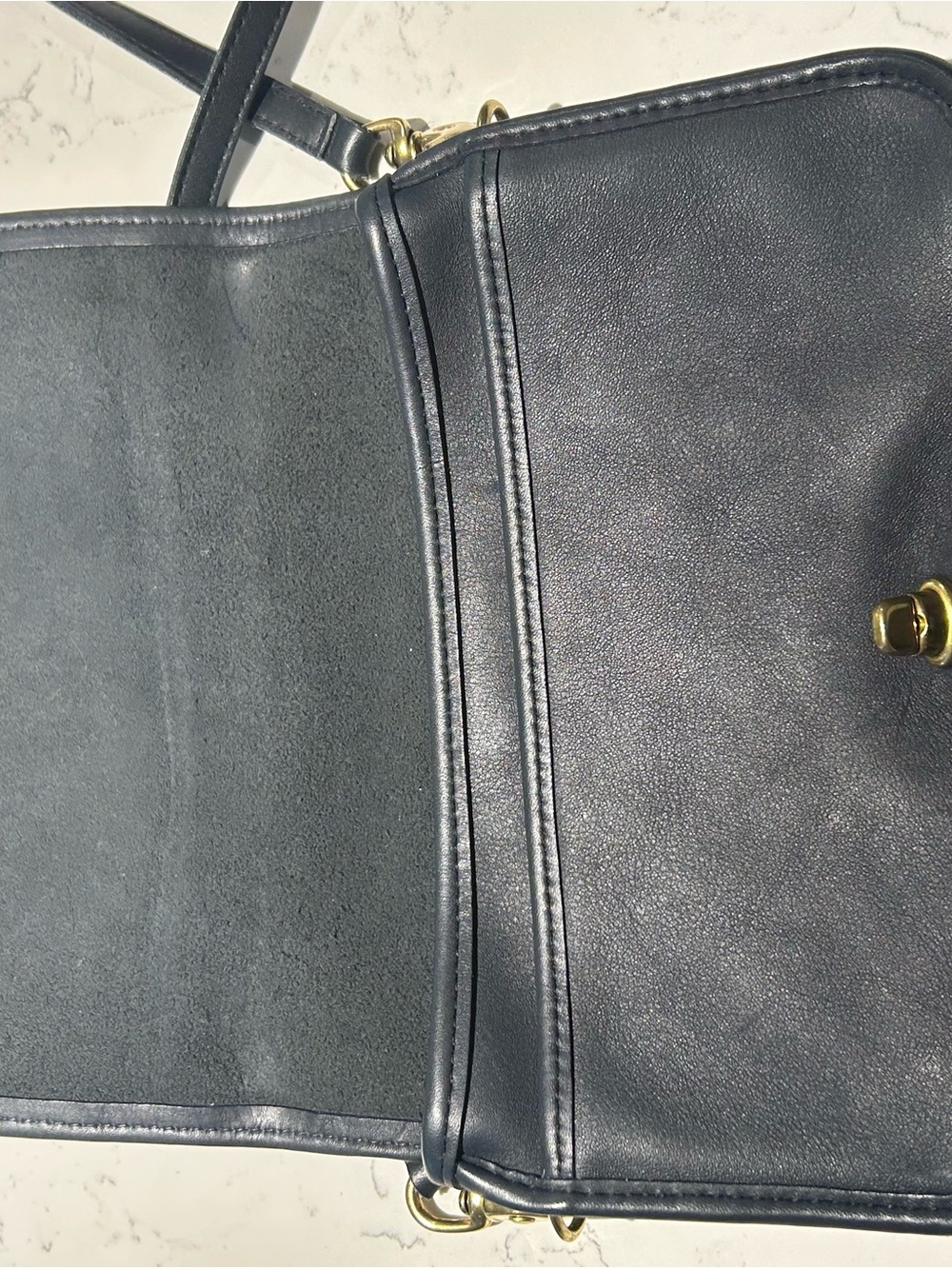 Vintage COACH Penny Pocket Purse 9755 Navy Blue Leather Crossbody Bag - Picture 6 of 7